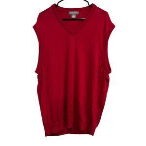 Daniel Cremieux Signature Collection Red V Neck Merino Wool Sweater Vest Sz XXL
